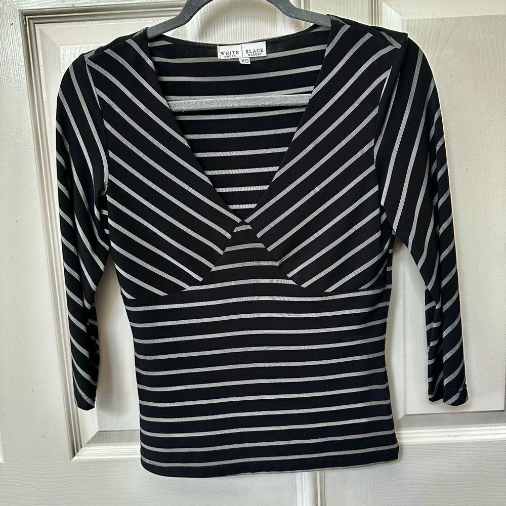 White House black Market black striped shirt
